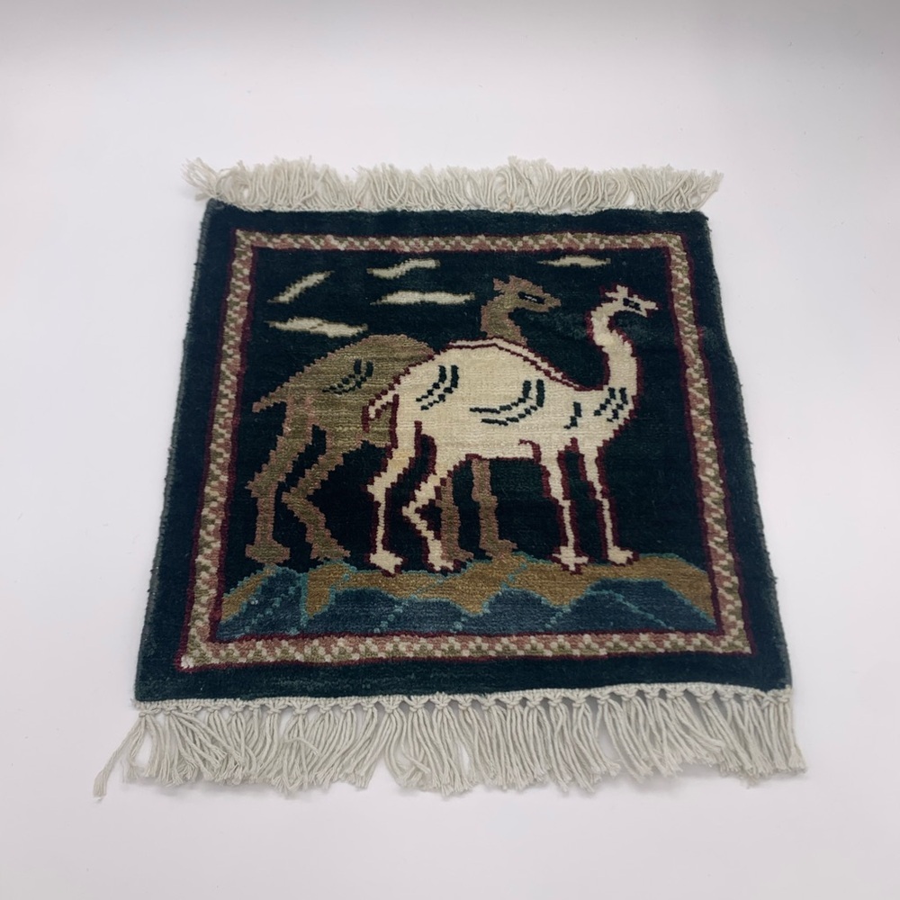 Vintage Arabic Camel Fringy Textile Rug Desert Egyptian Middle East # 489368 VTG
